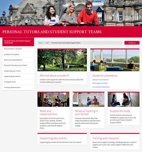 personal tutors website homepage screengrab