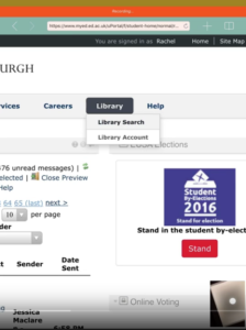 Screenshot of a real MyEd student account with "Library Search" clicked in