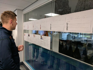 Attendees looking at the student journey maps