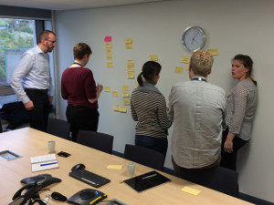 Workshop participants discussing barriers to undertaking UX work