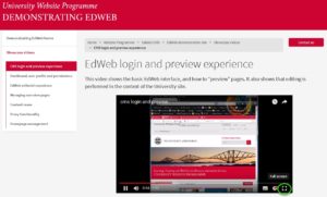 screenshot showing a full screen option on university site video