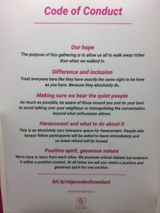 Poster covering the unconference code of conduct