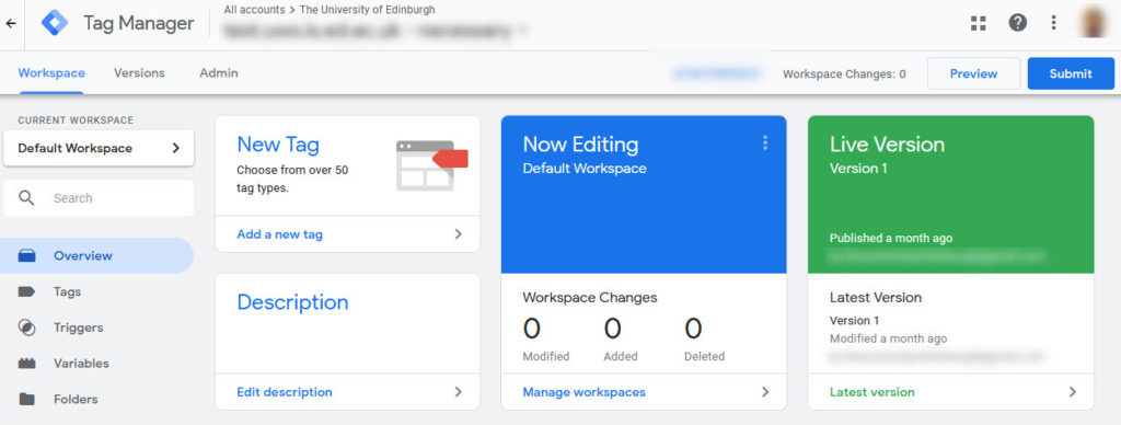 Screenshot of Google Tag Manager interface