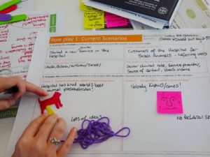 Workshop participant planning a role play scenario