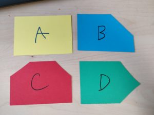 Four cards - A,B,C and D, as described in the blog post