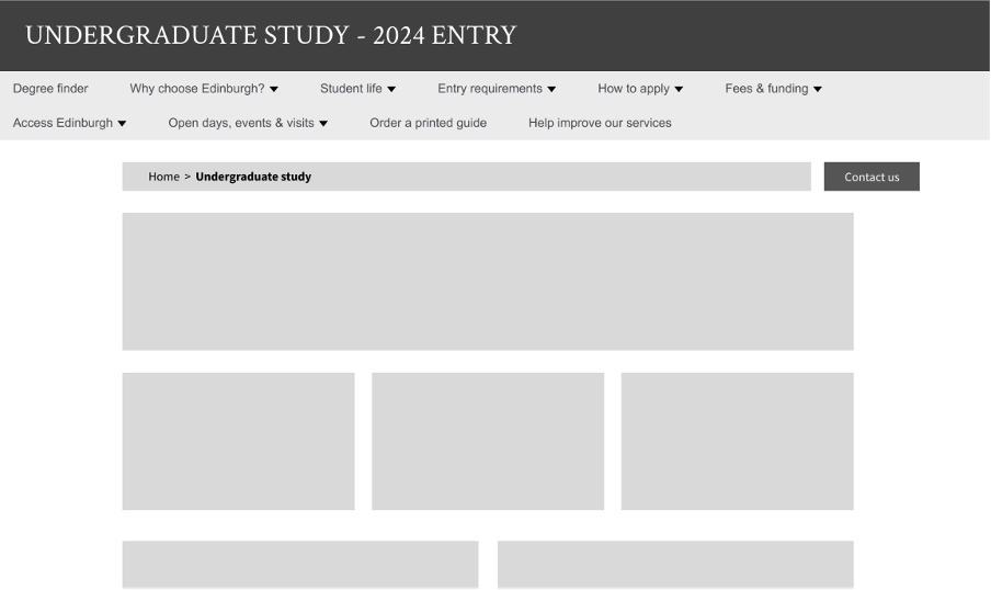 Screenshot of Undergraduate Study prototype