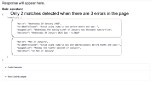 AI outputs two checks instead of the expected three.