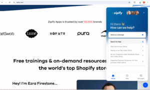 Screenshot of a website with a sticky button in the bottom right to opne a custom support AI chatbot