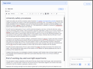 Screenshot showing the AI tool appearing in a sidebar of the EdWeb2 editorial interface 
