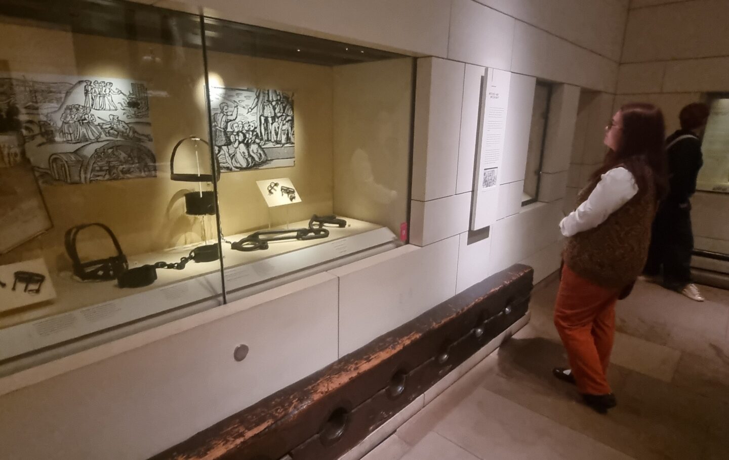 Dervla Craig standing at the Scottish Witch Trials exhibits at the National Museum of Scotland. Pic by Ewan McAndrew, CC-BY-SA