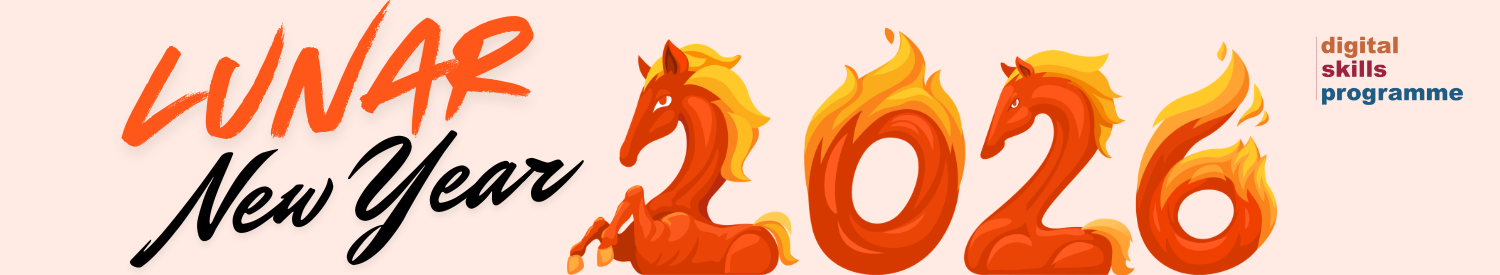 Lunar New Year. An illustration of 2026 with the 2s looking like fiery horses.