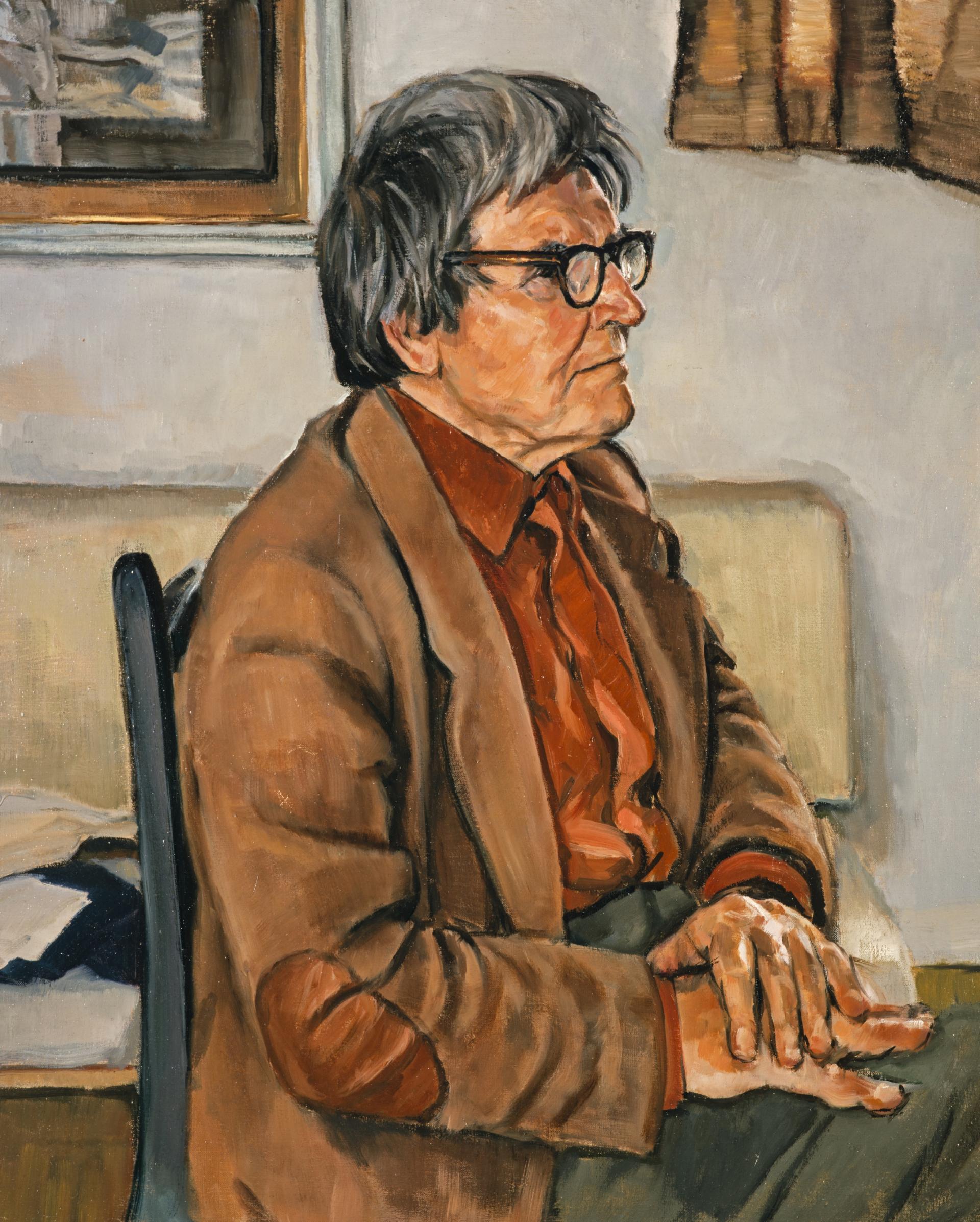 Michael Knowles (born 1958), George Elder Davie, 1912 - 2007. Philosopher, writer and historian, about 1990. Oil on canvas. Presented by Dr George Elder Davie 1998. © The Artist. Photography by Antonia Reeve. National Galleries of Scotland. https://www.nationalgalleries.org/art-and-artists/52221