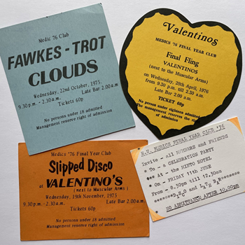 A selection of invitations from student days in the Class of 1976