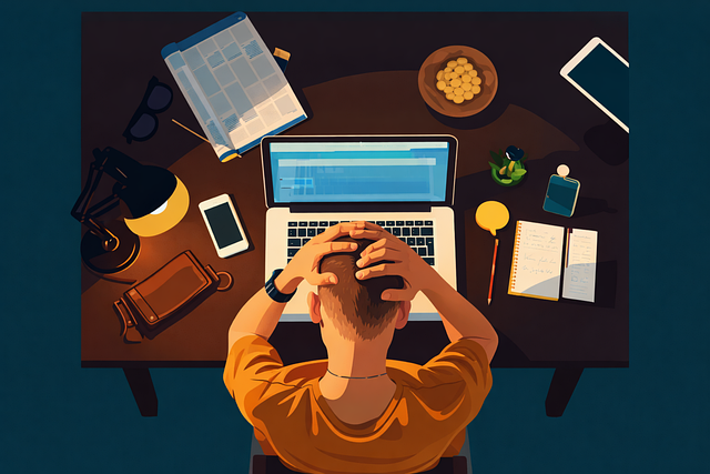 Person showing frustration while working from home