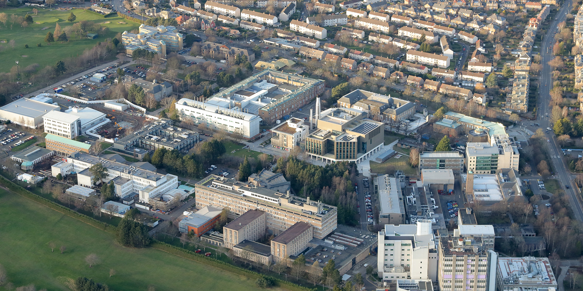 Aerial view of the King's Building campus and surrounding area in Edinburgh.